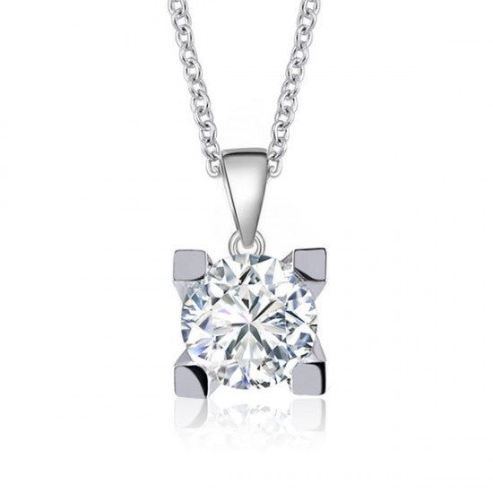 Класически златен гердан за жена с диамантена висулка 1 карат диамант